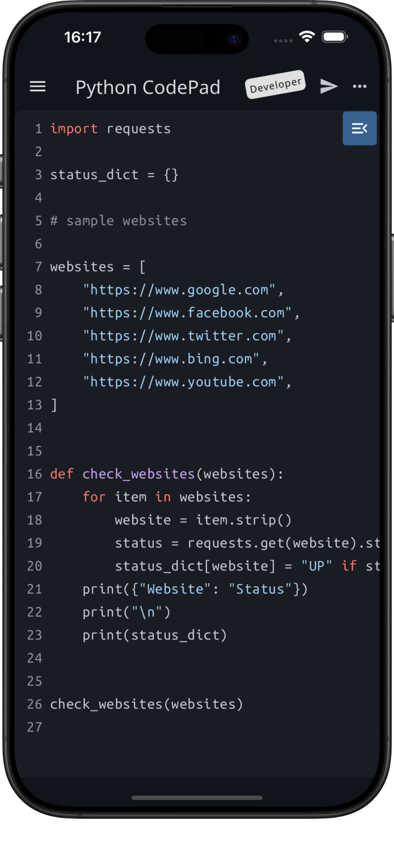Python CodePad Screenshot